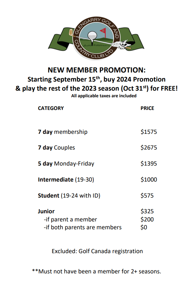Specials Glengarry Golf Country Club