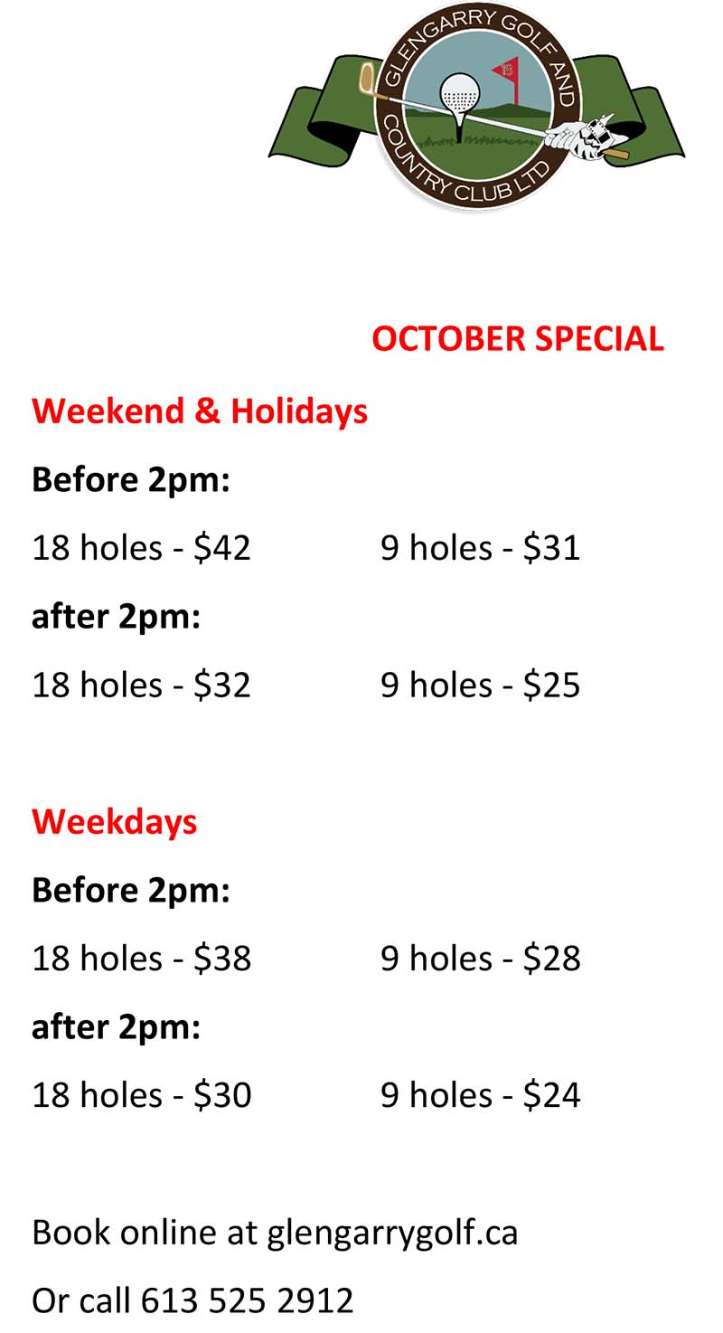 Specials Glengarry Golf Country Club