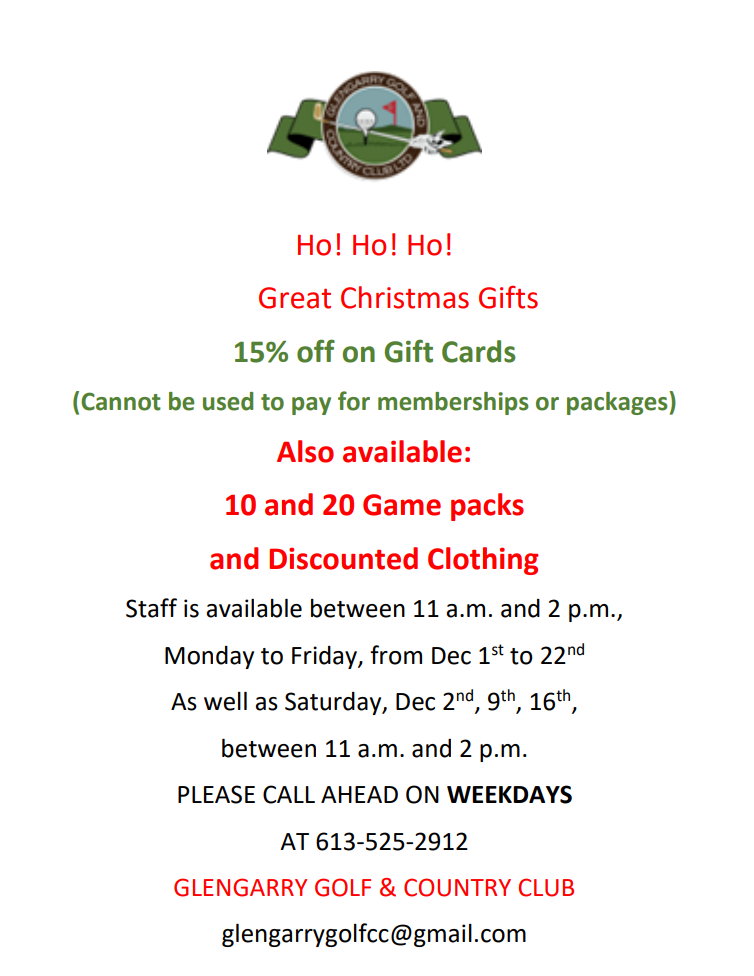 Specials Glengarry Golf Country Club